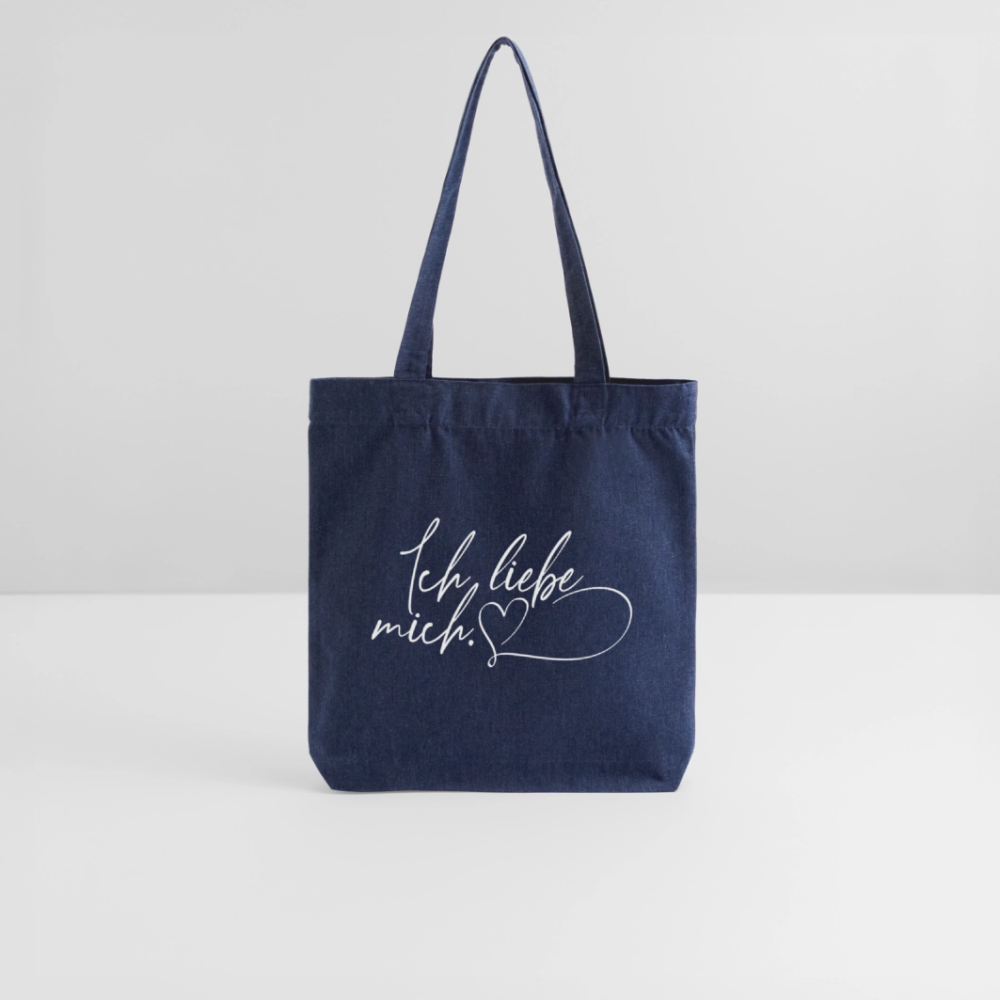 Ich liebe mich / Ich bin wertvoll Stoffbeutel Variante 2 ( recycelt & heavyweight) - melange Blue