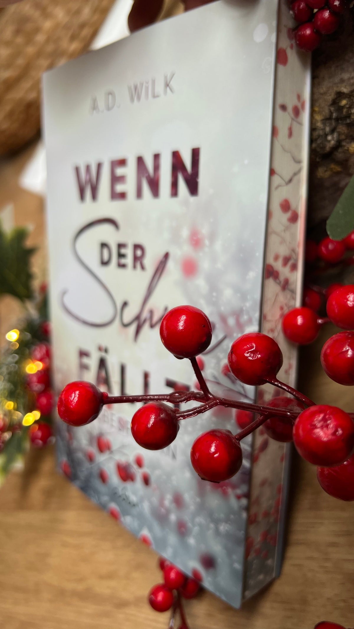Taschenbuch »Wenn der Schnee fällt« von A.D. WiLK, in Szene gesetzt.