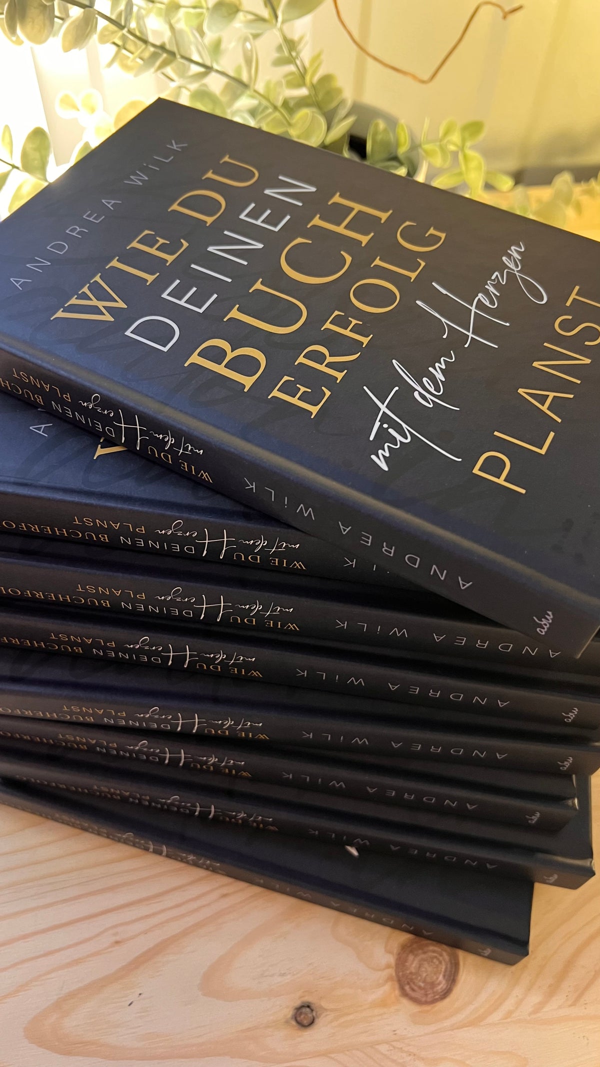 Hardcover »Wie du deinen Bucherfolg mit dem Herzen planst.« von A.D. WiLK, in Szene gesetzt.