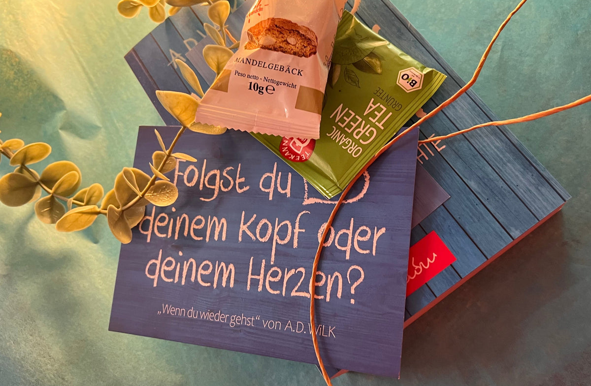 Taschenbuch »Wenn du wieder gehst« von A.D. WiLK, in Szene gesetzt.