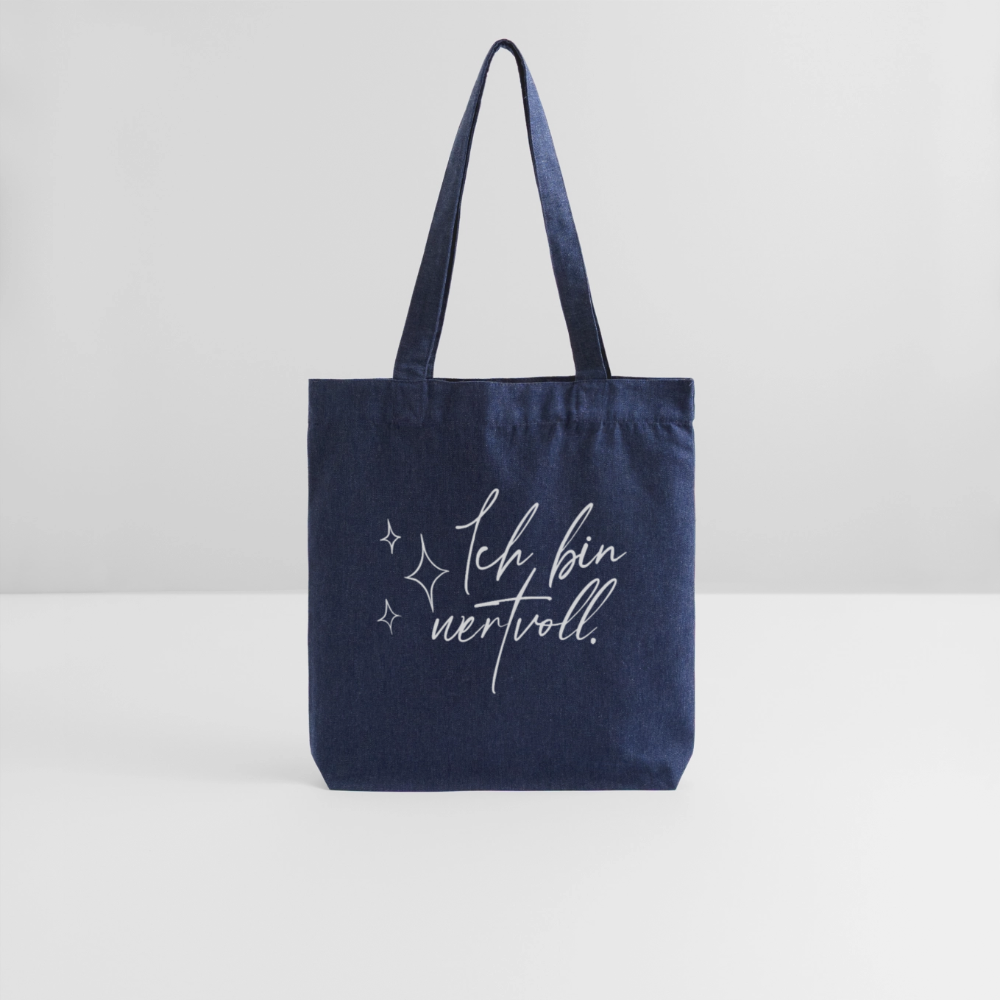 Ich liebe mich / Ich bin wertvoll Stoffbeutel Variante 2 ( recycelt & heavyweight) - melange Blue