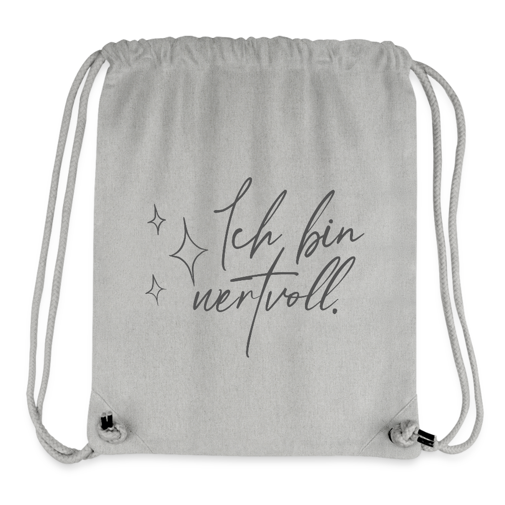 Ich bin wertvoll. recycelter Gym Bag - Grau meliert