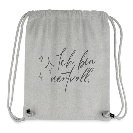 Ich bin wertvoll. recycelter Gym Bag - Grau meliert