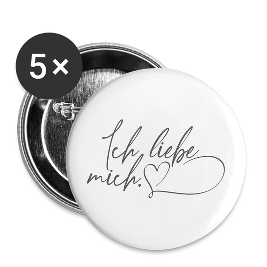 Ich liebe mich Buttons 56 mm (5er Pack) - Weiß