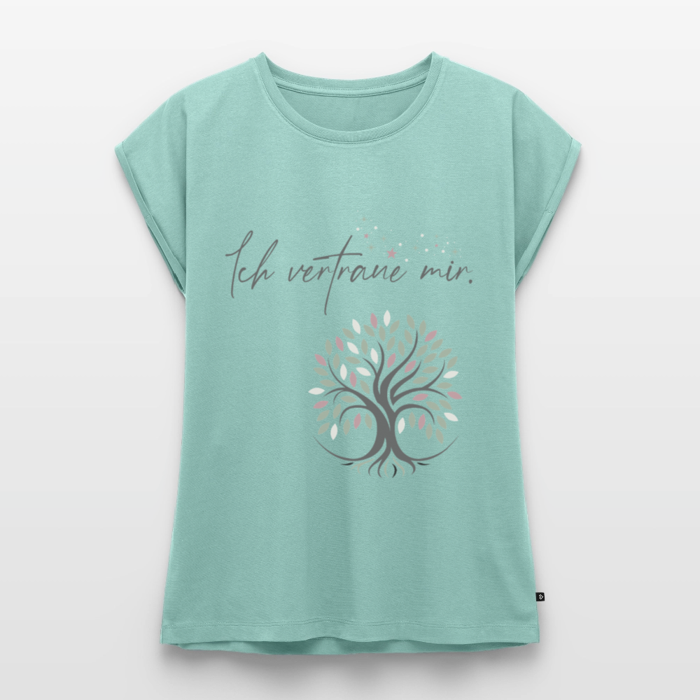 T-Shirt mit gerollten Ärmeln (Baum & Sterne) - Bio - Mint 