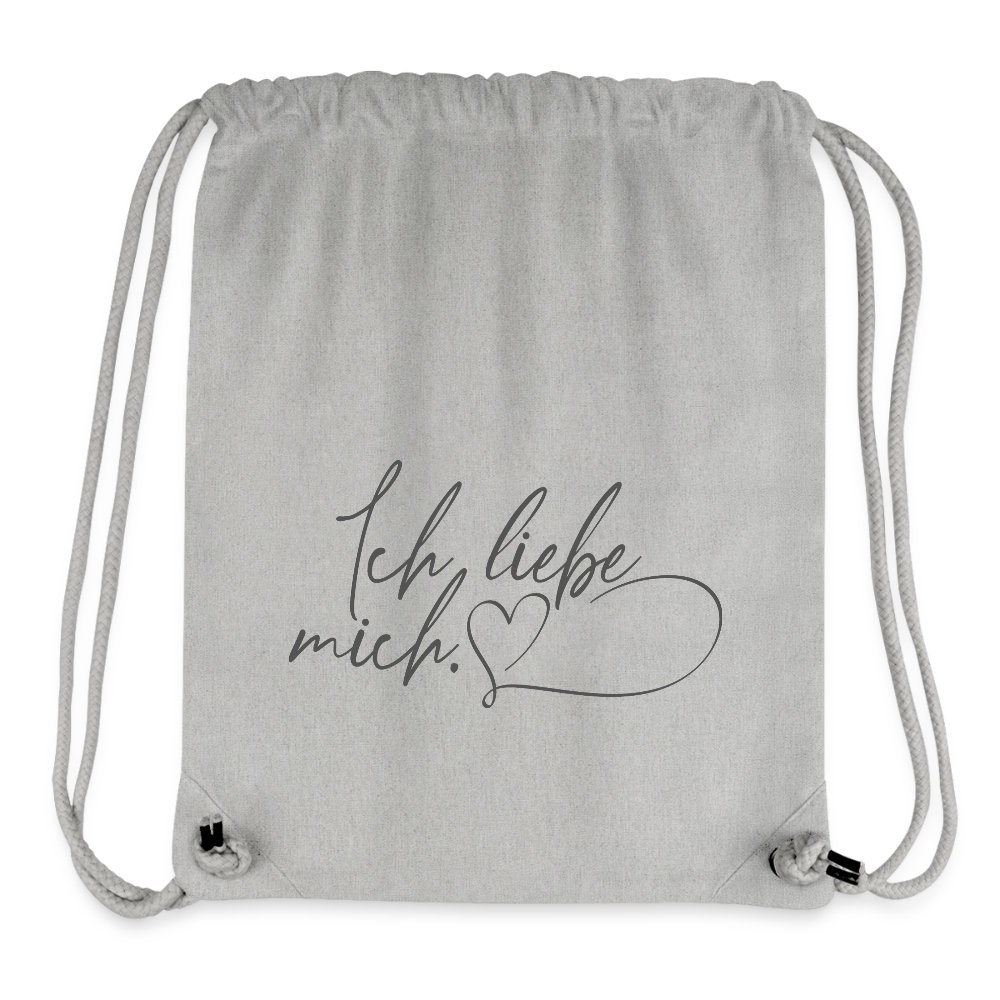 Ich liebe mich (mit Herz) recycelter Gym Bag - Grau meliert
