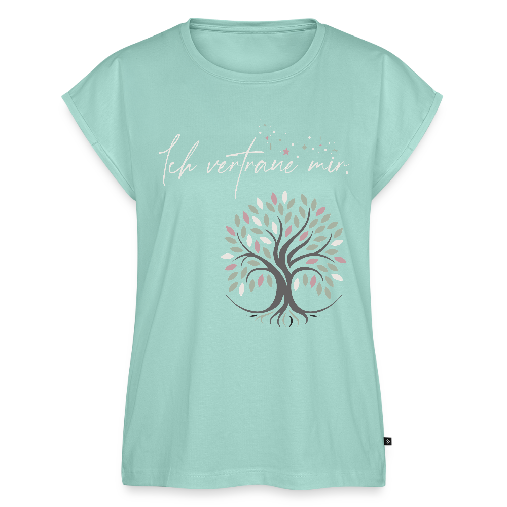 T-Shirt mit gerollten Ärmeln (Baum & Sterne) - Bio - Mint 