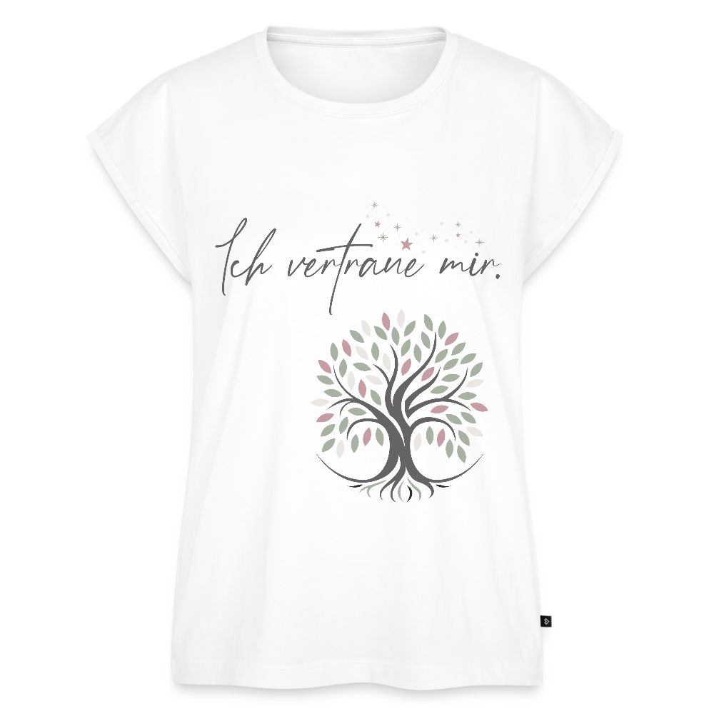 T-Shirt mit gerollten Ärmeln (Baum & Sterne) - Bio - Weiß