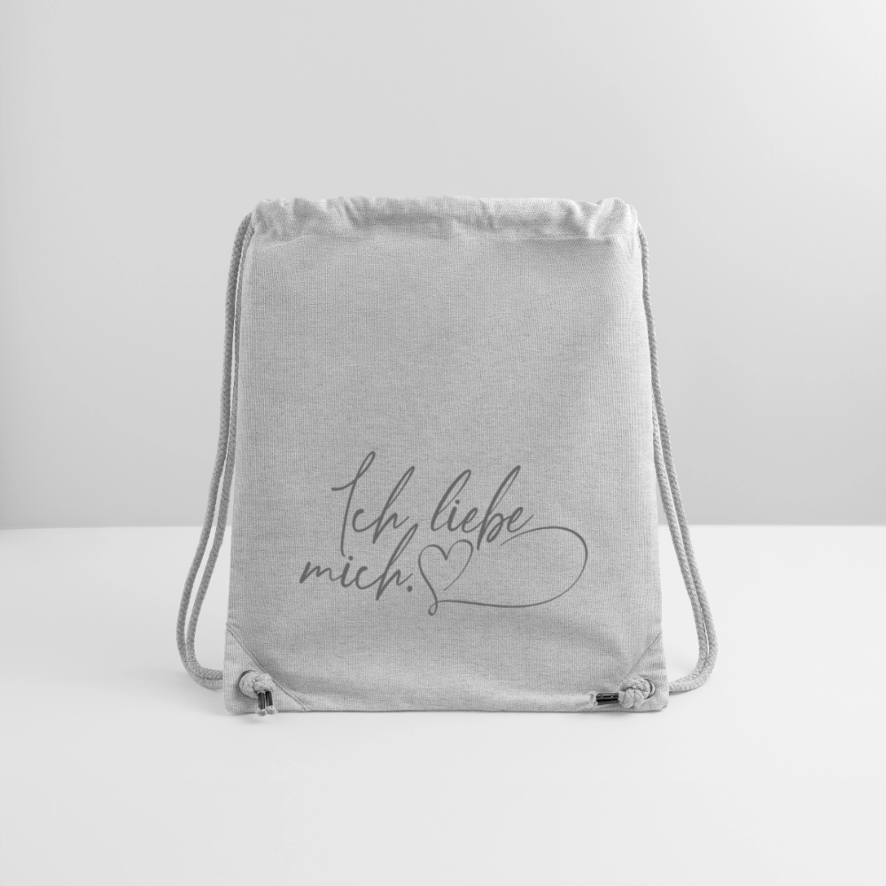 Ich liebe mich (mit Herz) recycelter Gym Bag - Grau meliert