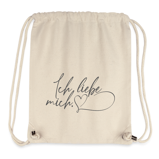 Ich liebe mich (mit Herz) recycelter Gym Bag - Naturweiß