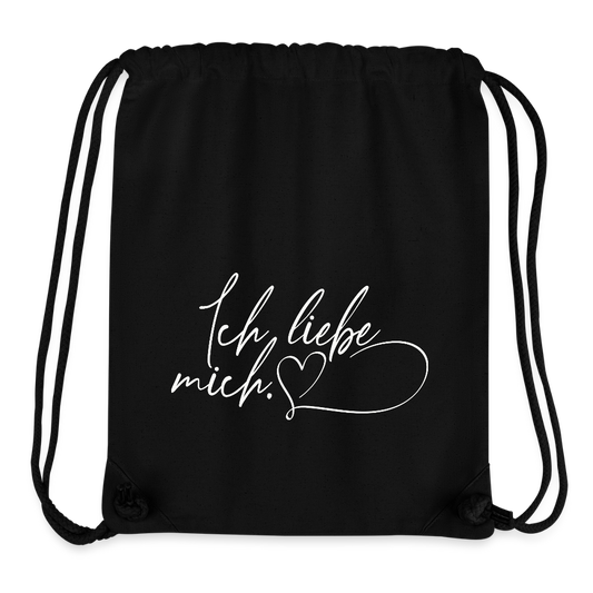 Ich liebe mich (mit Herz) recycelter Gym Bag - Schwarz
