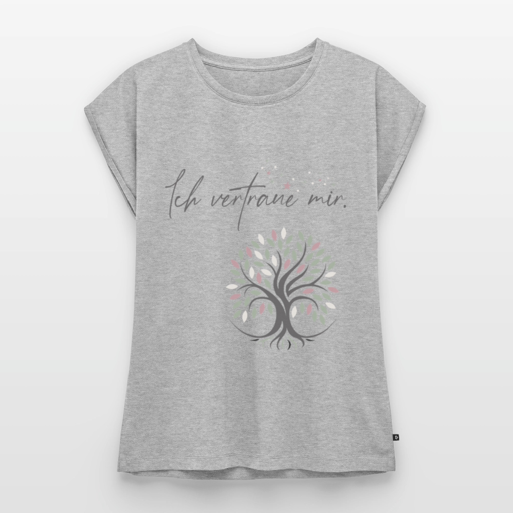 T-Shirt mit gerollten Ärmeln (Baum & Sterne) - Bio - Grau meliert