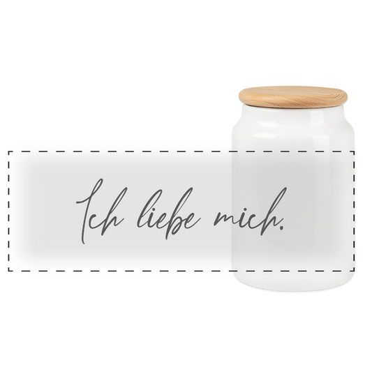 Ich liebe mich Keksdose mit Holzdeckel - Weiß