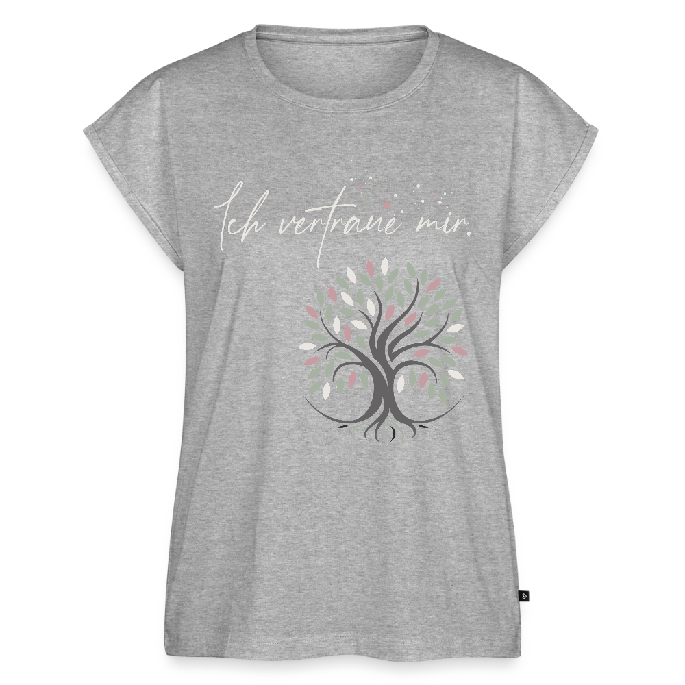 T-Shirt mit gerollten Ärmeln (Baum & Sterne) - Bio - Grau meliert