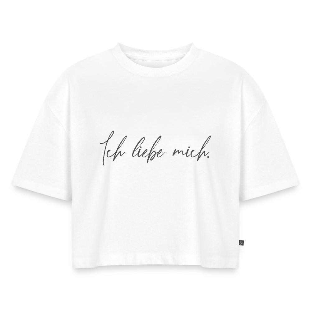Ich liebe mich Frauen Oversized Bio Cropped T-Shirt - Weiß